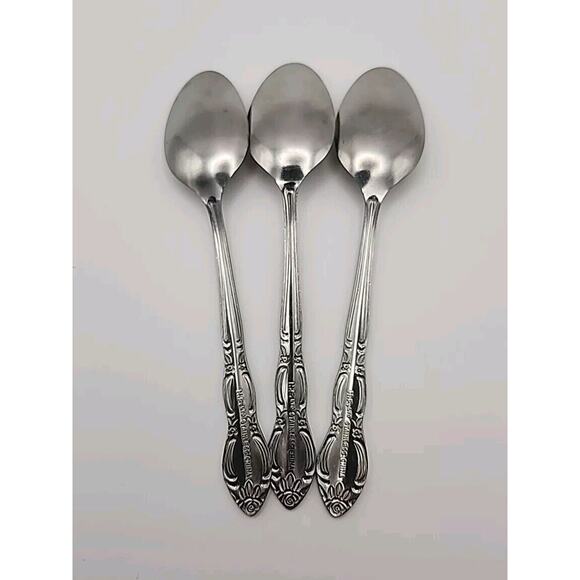 3 Wesley Forge WLF2 Teaspoon Stainless Steel 6 1/4" Floral Design Art Deco MCM - Picture 2 of 8